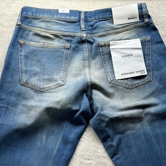 Ovadia & Sons New York Men's Straight Taper Jeans Blue/Tan Denim Size 33 NWT - Picture 8 of 9